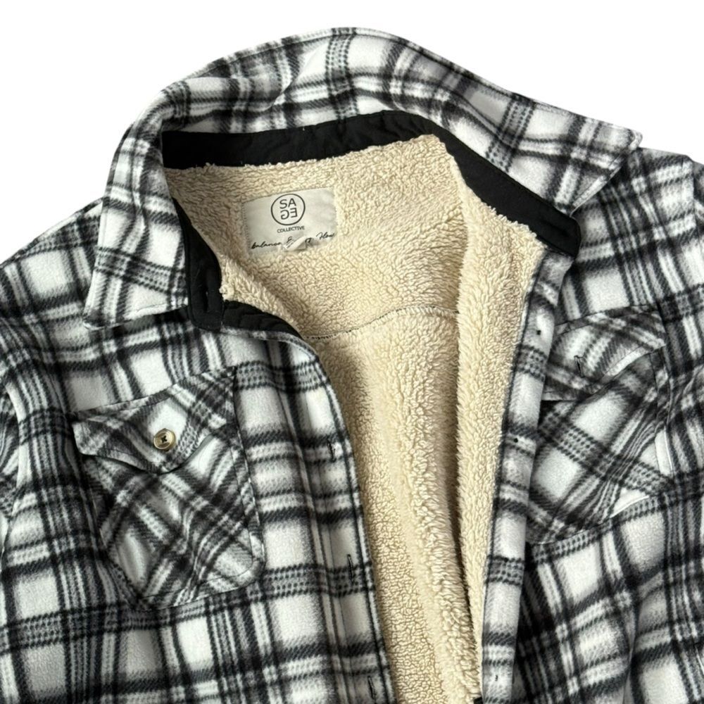 SAGE Sage Long Sleeve Plaid Super Plush Sherpa Lined Fleece Shirt Jacket XXL 2X - Picture 6 of 14